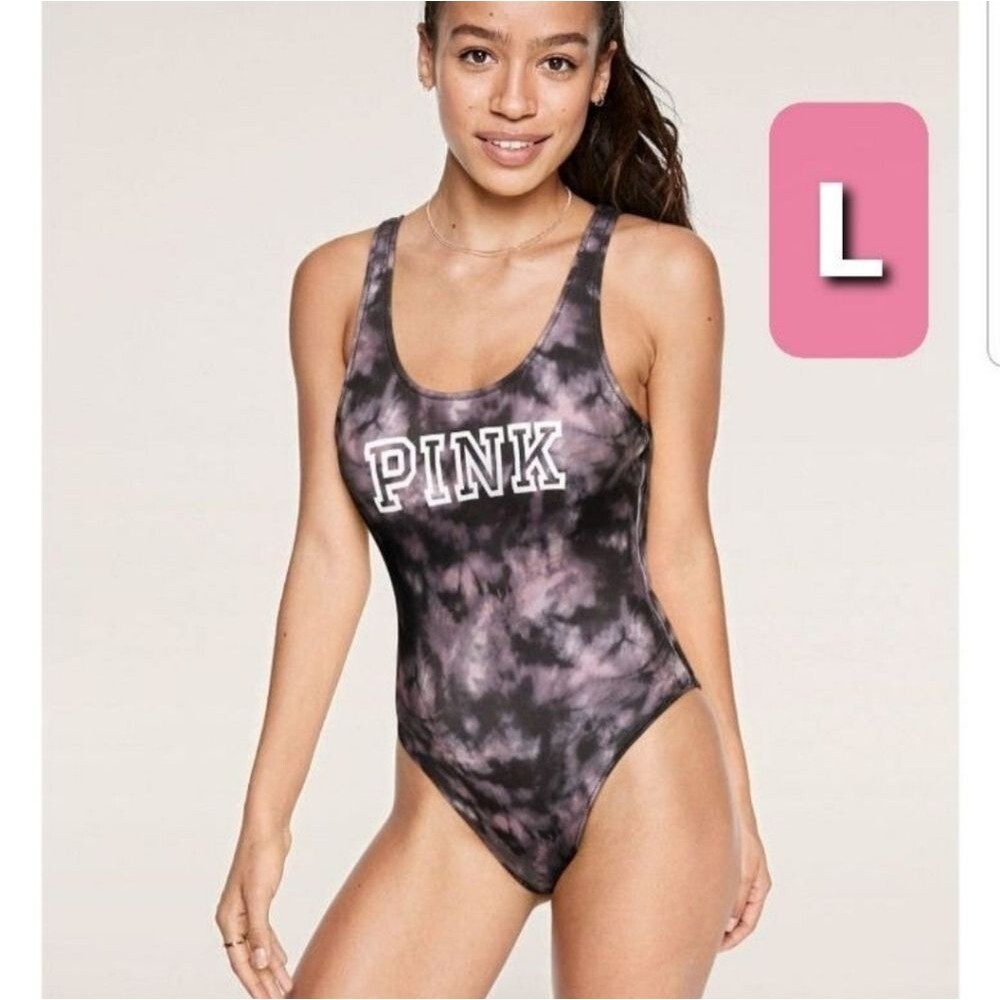 Victorias Secret PINK swimsuit one piece black tie dye large